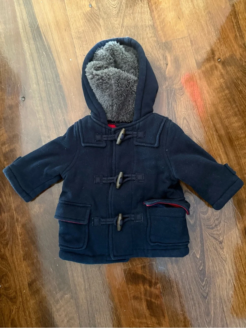 Adorable Baby Gap thick blue coat toggle buttons 0-6 months